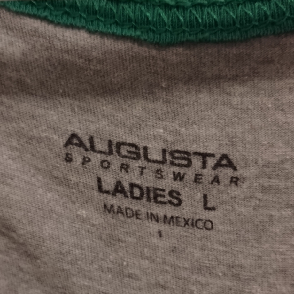 🌻 3/$12 item - Augusta Sportswear Gray Tee with Green Trim - Picture 2 of 3